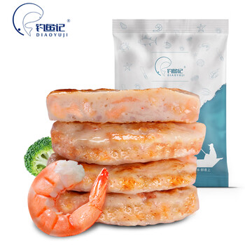 DIAOYUJI 钓鱼记 鲜虾饼虾排320g 含虾量95% 原味虾仁虾滑饼半成品生鲜 海鲜水产全利兔-实时优惠快报