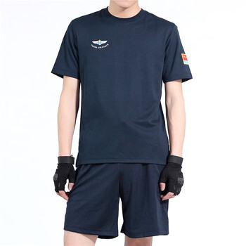 蓝色空体能服短袖体恤衫服饰夏季圆领体能白色体能服聚会t恤空军蓝色