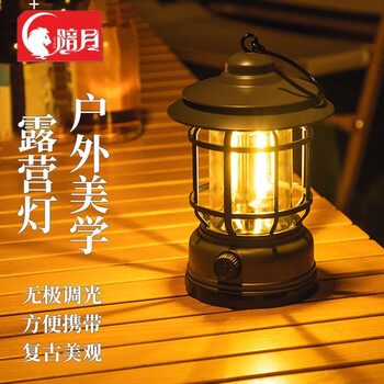 暗月 露营灯帐篷灯户外野营灯应急挂灯停电LED充电超亮照明灯泡led 极光绿/充电款/无极调光运动户外类商品-全利兔-实时优惠快报