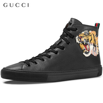 gucci古驰男鞋黑色高帮牛皮虎头运动休闲鞋451621bxoa01060黑色41