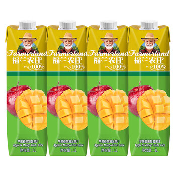 福兰农庄 100%苹果芒果复合果汁 希腊原装进口果汁饮料 1L*4瓶食品类商品-全利兔-实时优惠快报
