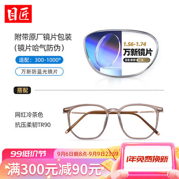 目匠 万新1.60防蓝光片+多款镜架任选（附赠原厂镜片包装）全利兔-实时优惠快报
