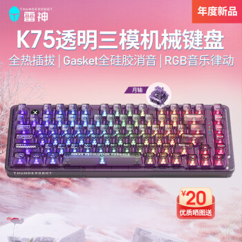 雷神（ThundeRobot） K75机械键盘三模无线蓝牙Gasket热插拔紫透电竞游戏 月影花舞 月轴 透明版