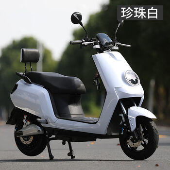 新款大牛电动车电动摩托车60v70v成人男女双人踏板电瓶车豪华版珍珠白