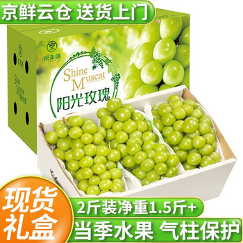 京丰味阳光玫瑰葡萄 国产晴王香印无籽提子应季新鲜水果中秋礼盒 精选一级果 单粒平均8g 2斤装食品类商品-全利兔-实时优惠快报