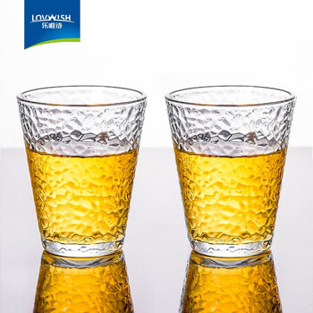 LOVWISH 乐唯诗 NERVISHI） 锤纹玻璃杯家用牛奶杯果汁杯水杯简约茶杯饮料杯子 220ML*2日用百货类商品-全利兔-实时优惠快报