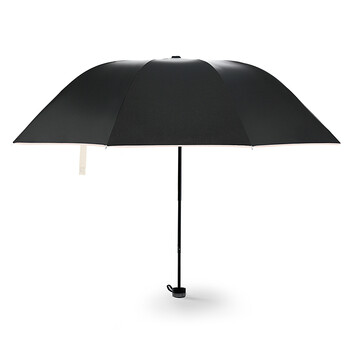 韩国雨伞女折叠防晒小黑伞 遮阳伞防紫外线晴雨伞 三折黑胶太阳伞 黄色