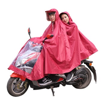 
                                        雨翔头盔式摩托车电动车自行车雨衣 单人时尚韩国透明大帽檐雨衣雨披 加大加厚双人雨衣雨披包邮 双人加大电动车酒红 XXXL                