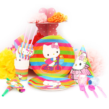 孩派儿童聚会用品/宝宝生日派对用品套装/Hello Kitty/6人基本装