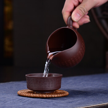 弘盛窑 宜兴紫砂功夫茶具 原矿紫砂公道杯茶道配件全手工茶海茶杯 茶具配件公道杯 心经公道杯