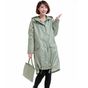 
                                        
                                                            日式雨衣女士时尚雨衣 户外电动车雨衣雨披 薄款骑行雨具 休闲款浅草绿色 均码                