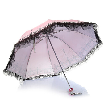 天堂伞 现代都市银胶三折晴雨伞33134E粉红色