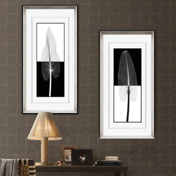 
                                                            KINGART 餐厅装饰画现代简约客厅挂画玄关画走廊过道壁画办公室字画饭厅画后现代轻奢画竖黑白S67 一套2联价格 40*80                
