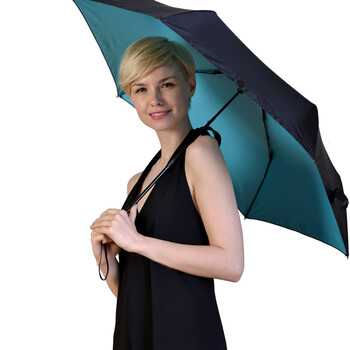 happyrain乐雨德国雨伞超强防晒小黑伞超轻太阳伞防紫外线创意折叠女士三折晴雨伞 天蓝色