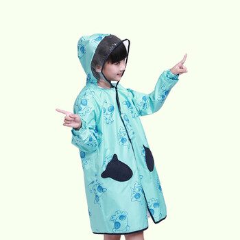 物有物语 儿童雨衣 女 时尚女童波点无气味环保学生男童雨披 浅蓝色 XL