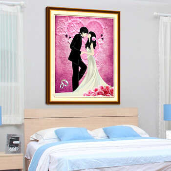 
                                        新款5D魔方圆钻钻石画幸福婚礼结婚婚庆钻石绣情侣客厅贴钻十字绣 魔方圆钻50*60cm 形象逼真 满钻全贴                