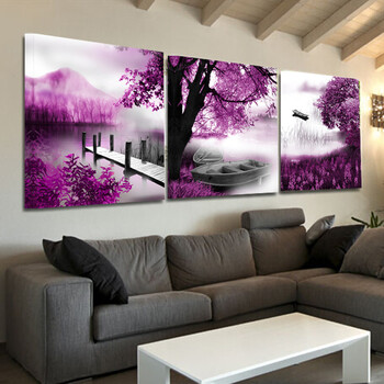 巢里巢外客厅装饰画现代简约挂画风景画三联无框画沙发背景墙餐厅墙画 C 70*70拼套/25mm