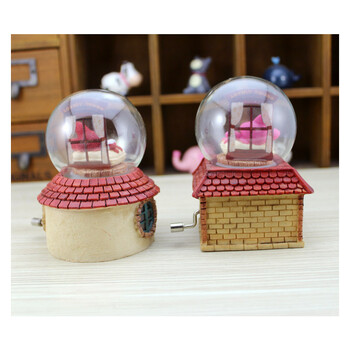 阿狸玻璃球手摇款天空之城音乐铃卡通音乐盒创意生日礼物礼品 粉色阿狸