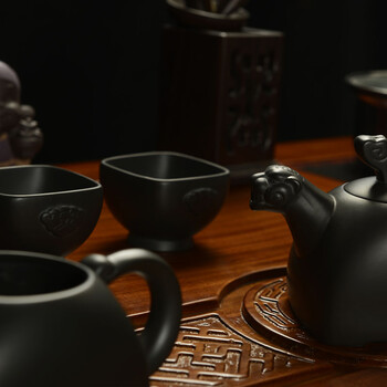 传颂 高端紫砂功夫茶具套装花梨木至尊实木茶盘茶台茶海茶壶陶瓷哥窑四合一电磁炉居家办公礼盒装 7.花梨木大汉至尊-紫砂虎啸