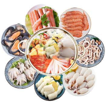 臻乐庄园 海鲜火锅食材套餐 2700g 7种食材 4-6人份