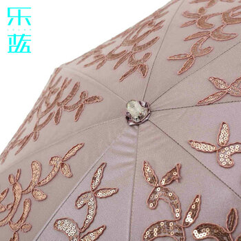 
                                        乐蓝二折防晒太阳伞亮片蕾丝花纹防紫外线50遮阳伞黑胶折叠晴雨伞18 苹果粉                