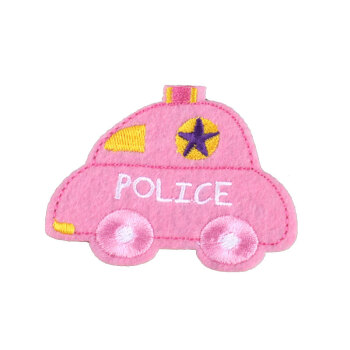 潘兰德 衣服贴补丁贴 男女儿童时尚手工布贴装饰 可爱糖果色警车 小车 粉红色