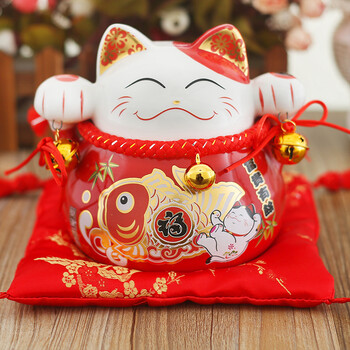 
                                                            吉善缘 陶瓷招财猫摆件存钱罐店铺开业礼品 收银前台发财猫家居公司办公室装饰品创意储蓄罐实用生日礼物 9寸生意旺盛                