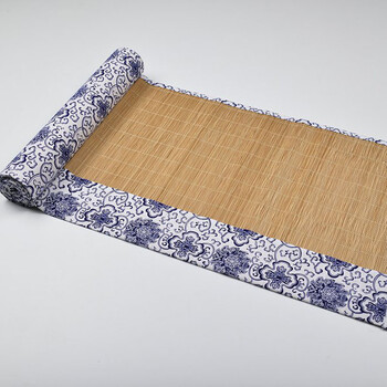 方然  无由 日式田园 花漫山 竹制 茶席 茶帘 桌旗ZB01 花式一32*210cm