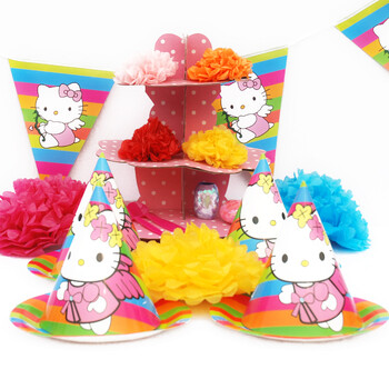 孩派儿童聚会用品/宝宝生日派对用品套装/Hello Kitty/6人基本装
