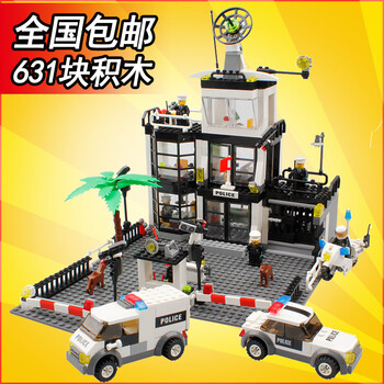 军事系列兼容乐高警察城市小颗粒儿童益智拼插拼装积木车军事坦克大炮