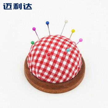 
                                                                                迈利达 DIY布艺手工缝纫工具 木底插针垫 插针包防止掉针 彩珠针座垫 手缝针插 缝纫针插针扎 木底针插包一个                