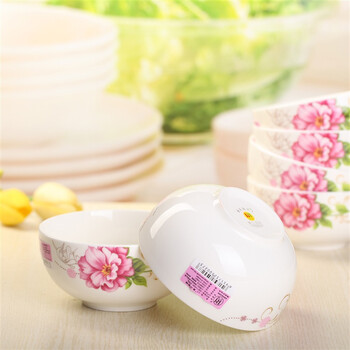 
                                        【京东超市】万毅米饭碗 陶瓷碗套装(4.5英寸)花之富贵韩式碗(6只装)                