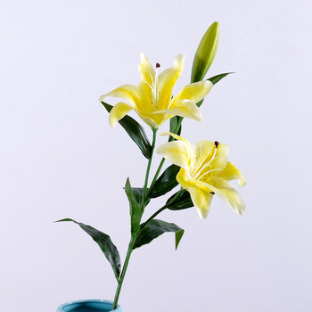 御颜pu单支香水百合假花仿真花束绢花塑料干花艺插花布花装饰花卉