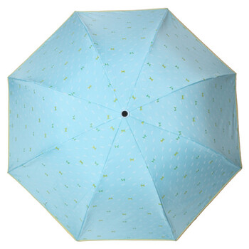 天堂伞 豆蔻青春黑胶丝印三折蘑菇晴雨伞太阳伞 浅蓝 33013E