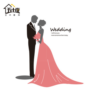 五十夜结婚照婚纱温馨婚庆婚房卧室床头墙贴纸  客厅沙发背景墙装饰贴纸 黑+深灰+粉红 大