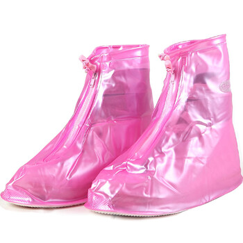 
                                                                                强迪(Qiangdi)防水鞋套 男 防雨鞋套 女 (雨衣/雨披/雨具）女士中筒平跟高跟鞋套 平跟中筒302纯粉色 M号                