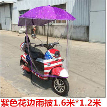 
                                        电动车遮阳伞遮雨披遮雨罩电动车遮阳雨棚透明雨披电动车伞挡风板 1.6米花边玫红雨披+卡子                