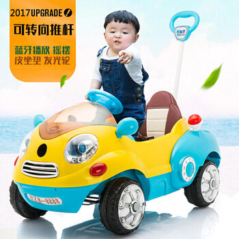 孩智堡 儿童电动车蓝牙遥控汽车童车四轮车摇摆推车卡通车带早教音乐