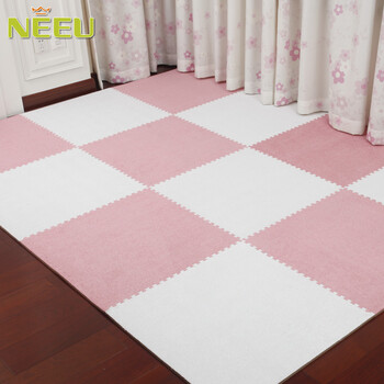 
                                        NEEU短绒面客厅卧室地毯 家用拼接地垫地毯儿童学步爬爬垫60x60x1cm1片装 天蓝色                