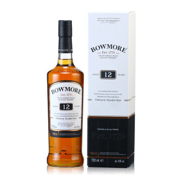 波摩（Bowmore）洋酒 12年艾莱单一麦芽苏格兰威士忌 700ml
