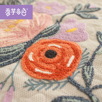 香芋谷色 遇见田园沙发垫美式沙发套植物花卉绗缝沙发坐垫 银灰色 45x45cm单人座沙发垫