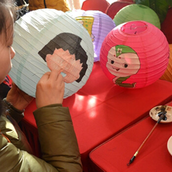 仕彩  DIY彩色纸灯笼创意彩色灯笼新年装饰婚礼节日创意手工灯笼 4寸纸灯笼 紫色