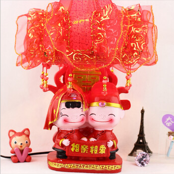 微品多 创意婚庆台灯卧室床头灯 树脂摆件婚庆家饰 相亲相爱 永结同心对灯 吻定一生喜灯 永结同心对灯 一对价