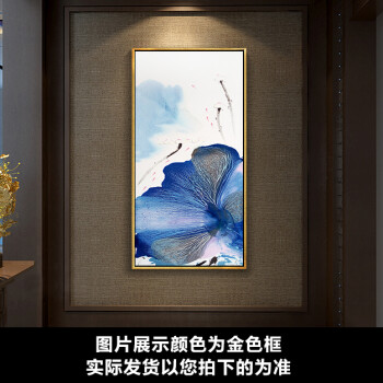 光迅 花鸟荷花现代简约抽象油画玄关装饰画竖版新中式