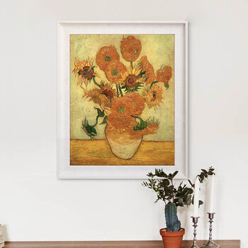 墙蛙wallwa梵高白玫瑰客厅玄关装饰画油画电表箱挂画欧式餐厅美式花卉现代有框壁画