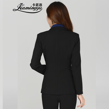 卡茗语 新款小西装女春秋修身显瘦通勤韩版长袖一粒扣女士显瘦小西装 黑色西装 S 黑色西装 S