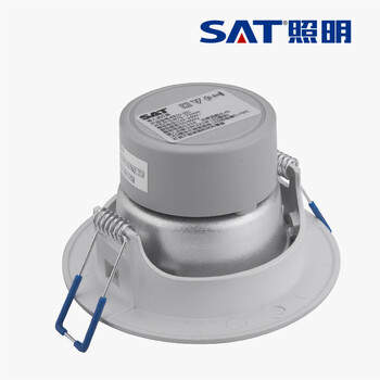 SAT照明led家居天花射灯筒灯3w全套天花灯开孔7-8cm圆形银色平面 圆形 3W象牙白