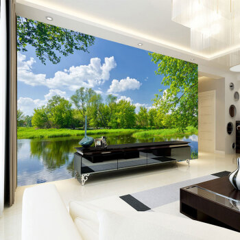 风景壁纸山水田园大自然现代简约3d立体壁画卧室客厅电视背景墙纸