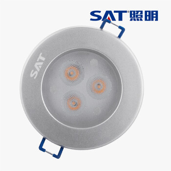 SAT照明led家居天花射灯筒灯3w全套天花灯开孔7-8cm圆形银色平面 圆形 3W象牙白