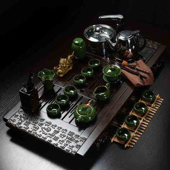 瓷神 茶具套装 套餐1黑檀木万福四合一紫砂